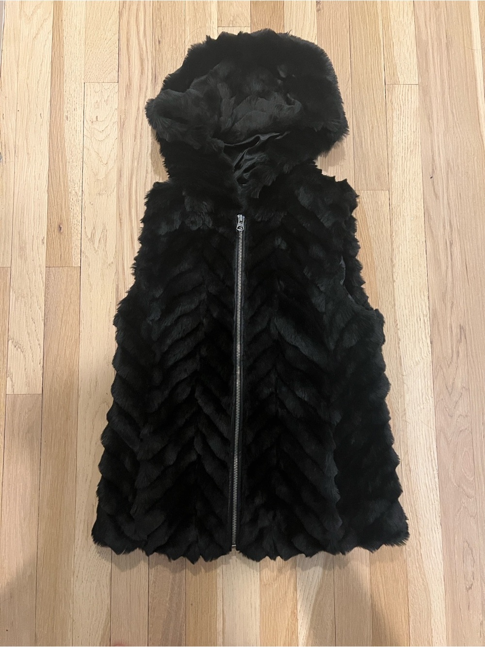 Armani Exchange Black Faux Fur Hooded Vest - Stylish Winter Layer